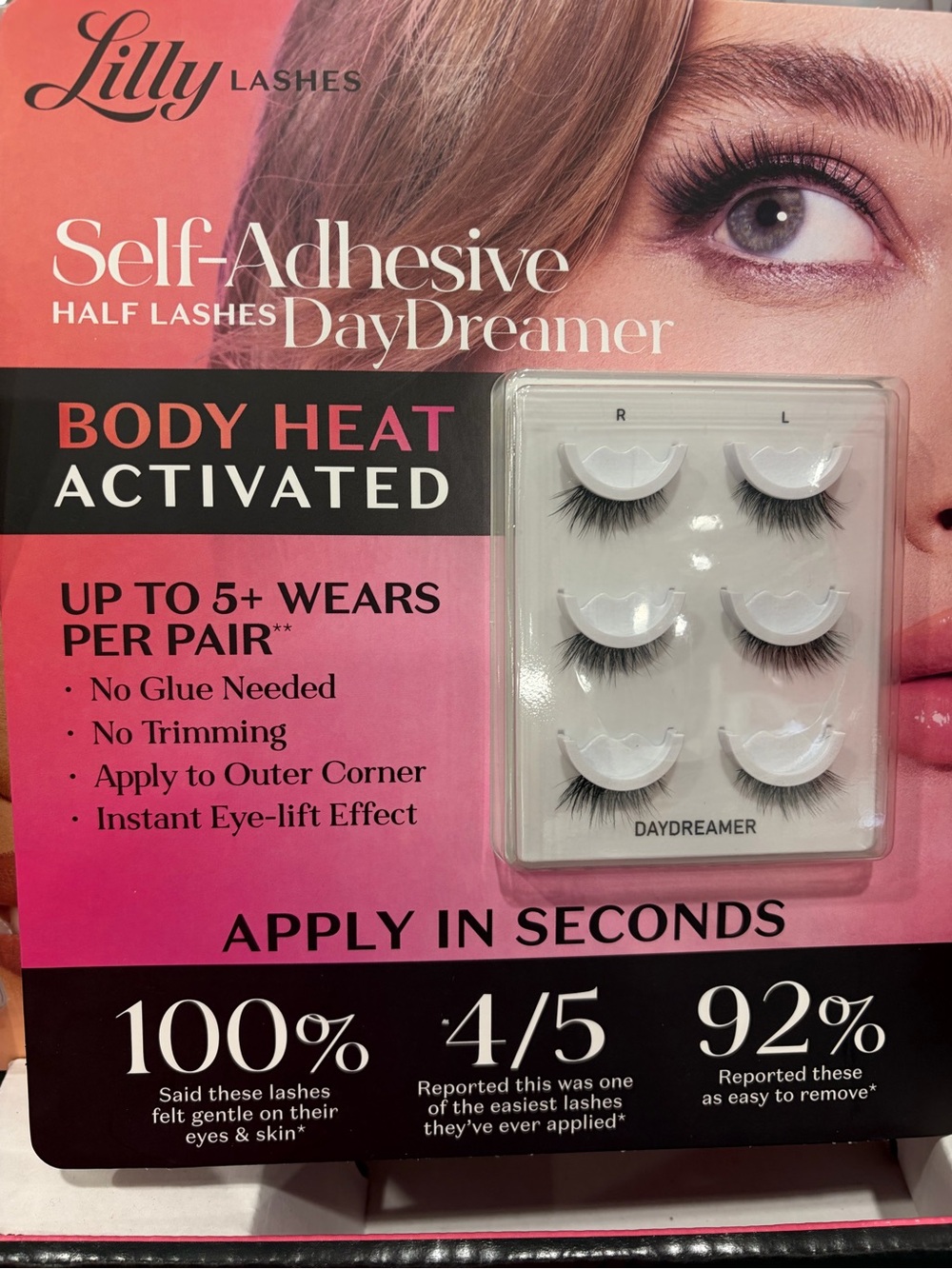 Lilly Lashes Self-Adhesive Half Lashes DayDreamer - Black new sealed